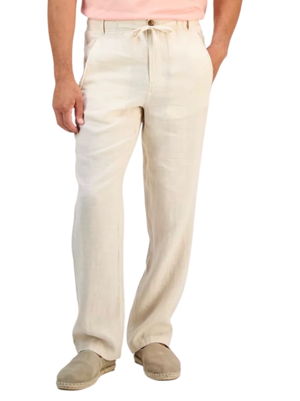 Club Room Men's 100% Linen Pants, Natural Khaki Size XL - NWT